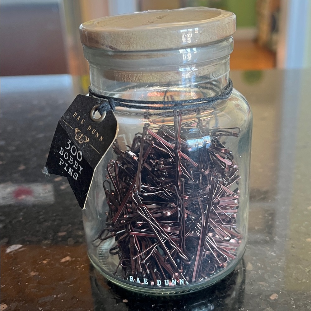 Rae Dunn #Momlife Glass Jar with 300 Bobby Pins - Picture 4 of 7